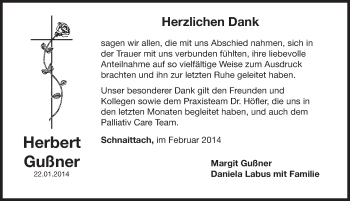 Traueranzeige von Herbert Gußner von Pegnitz-Zeitung